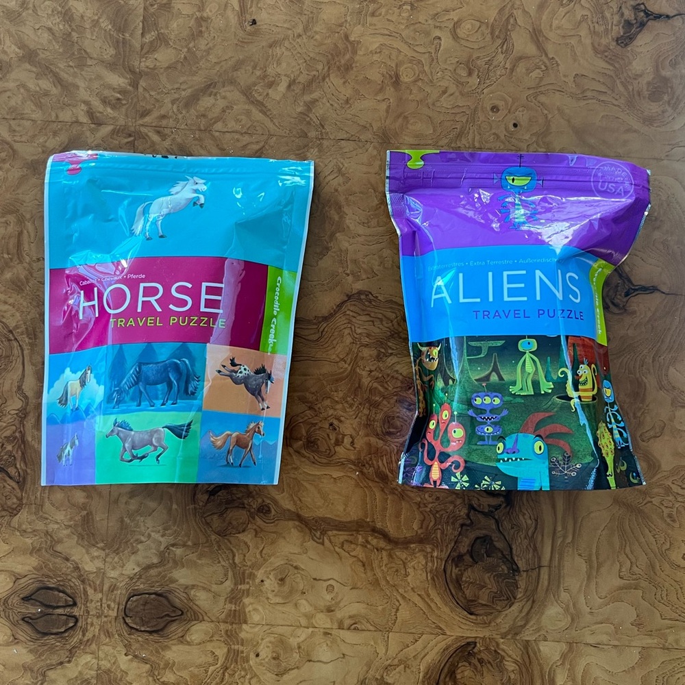 Crocodile Creek Set of 2 Children’s Travel Puzzles - Aliens & Horses 👽 🐴